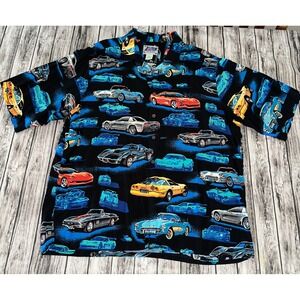 Reyn Spooner Sports Eddy Y GM Corvette History Hawaiian Shirt Mens Size XL